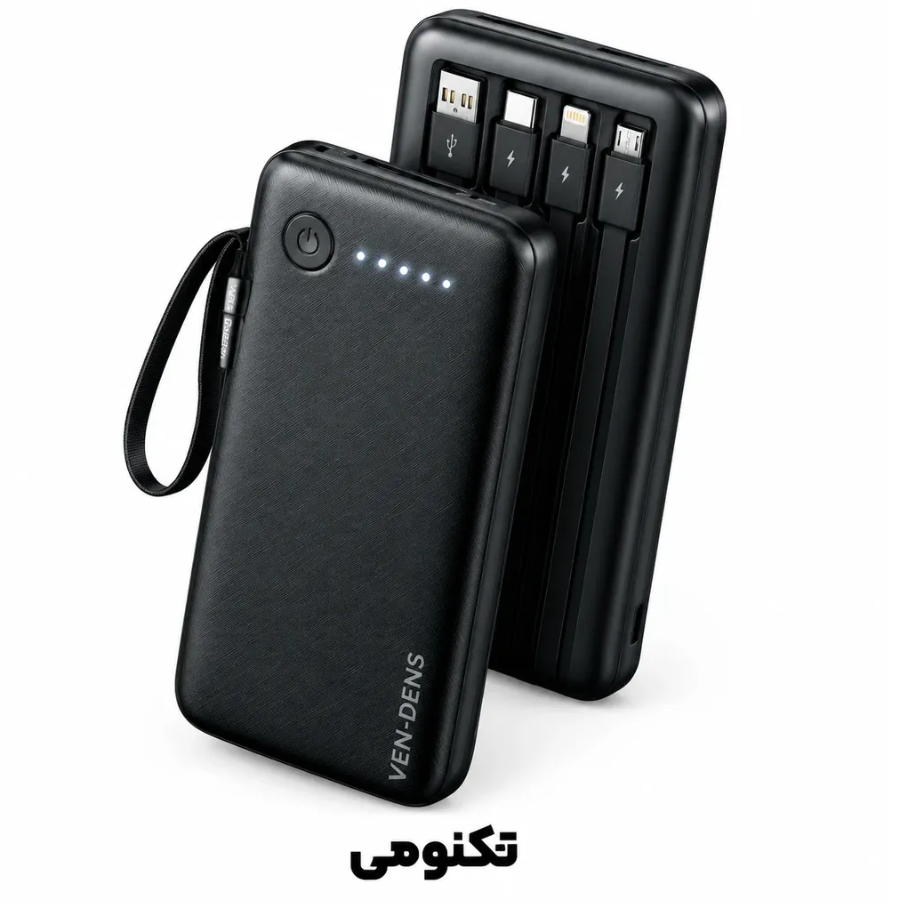پاوربانک ۱۰ هزار ون دنز VEN-DENS VD-PB058 با کابل متصل